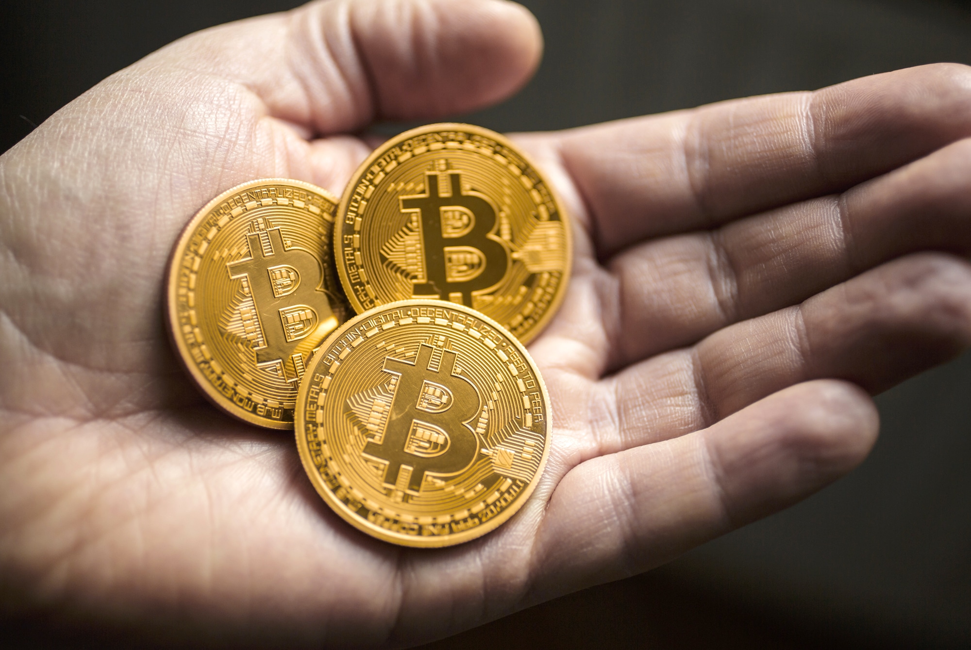 BERLIN, GERMANY - JANUARY 13: In this photo illustration model Bitcoins lies in a hand on January 13, 2014 in Berlin, Germany. (Photo by Thomas Trutschel/Photothek via Getty Images)